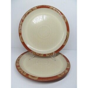 Denby-Langley Fire Chilli Set Of 2 Swirl Design 10 1/2" Dinner Plates VGC